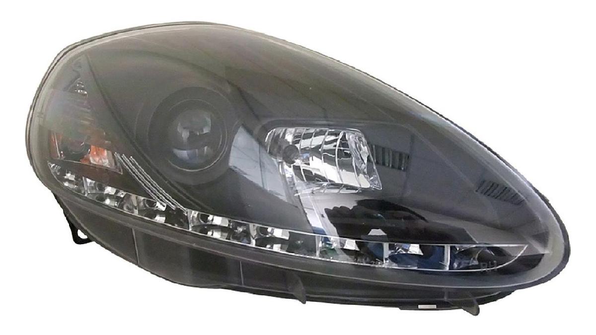 Set+de+phares+look-diurnes+sur+mesure+pour+Fiat+Grande+Punto+2005-2008+-+Noir